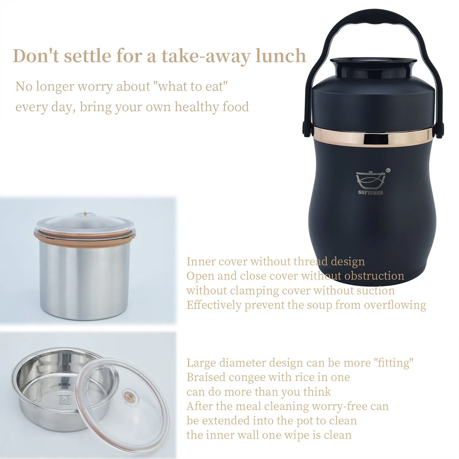 Blue Full Vacuum Insulated Braising Pot Lunch Box