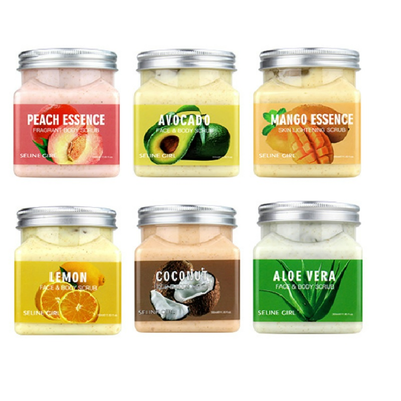 Seline Girl 6 Colors Aloe Vera Mango Lemon Avocado Peach Coconut Body Scrub
