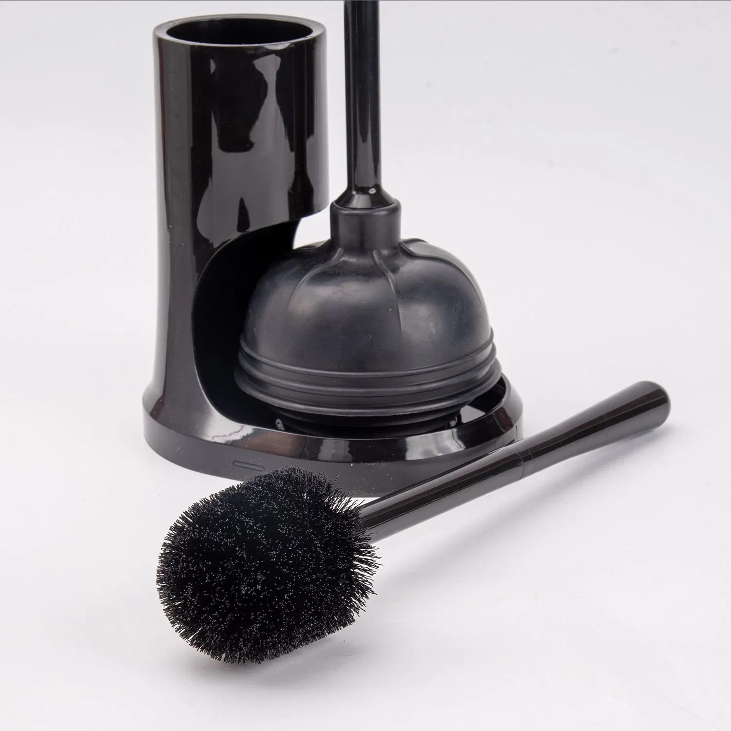 Custom Bathroom Cleaning Tools Toilet Brush with Ventilated Holder Toilet Plunger and Bowl Brush Combo