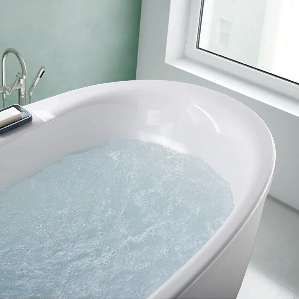 67" Acrylic Freestanding Bathtub New Egg Oval Shaped Freestanding Air Massage Bathtub
