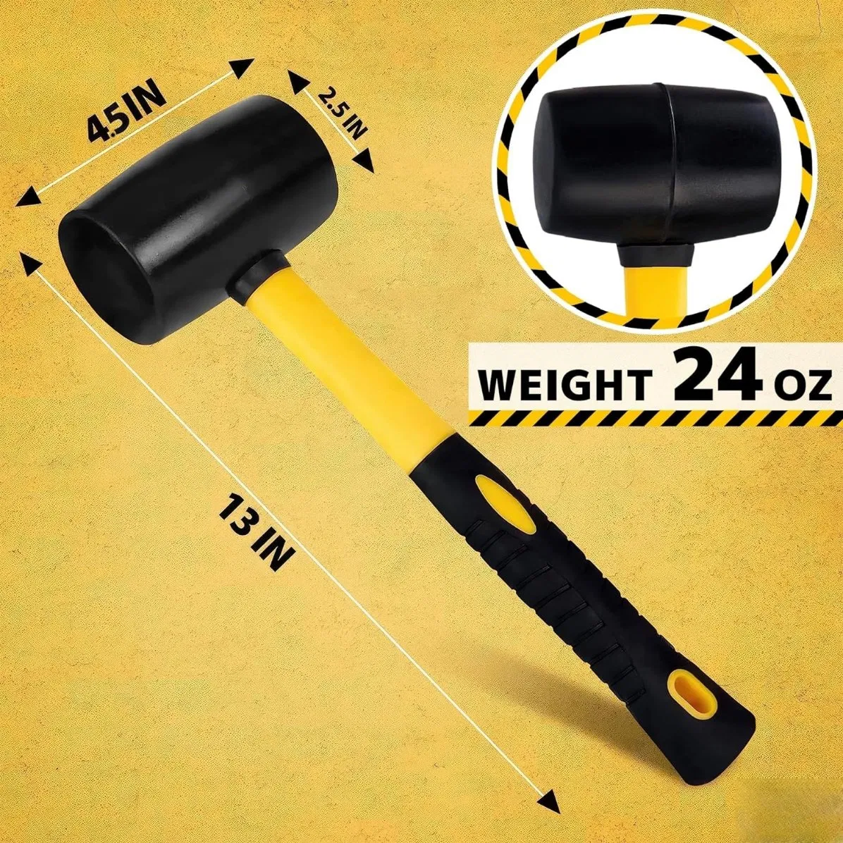 Wholesale Lightweight Durable 6-32oz Black Rubber Mallet Wood Handle Rubber Roofing Hammer