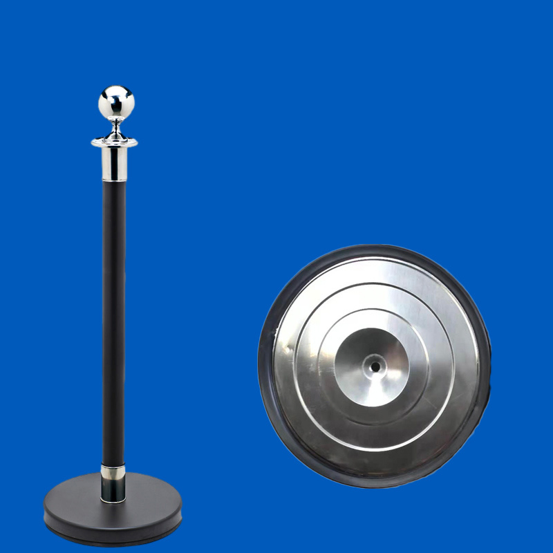 1.5m Fixed Rope Queue Line Stanchion Black Matt