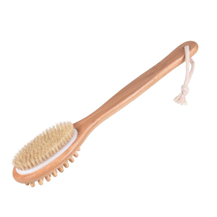 Dry Brushing Body Two Sides Brush Long Handle Double Side Wooden Shower Massage Dry Body Bath Brush