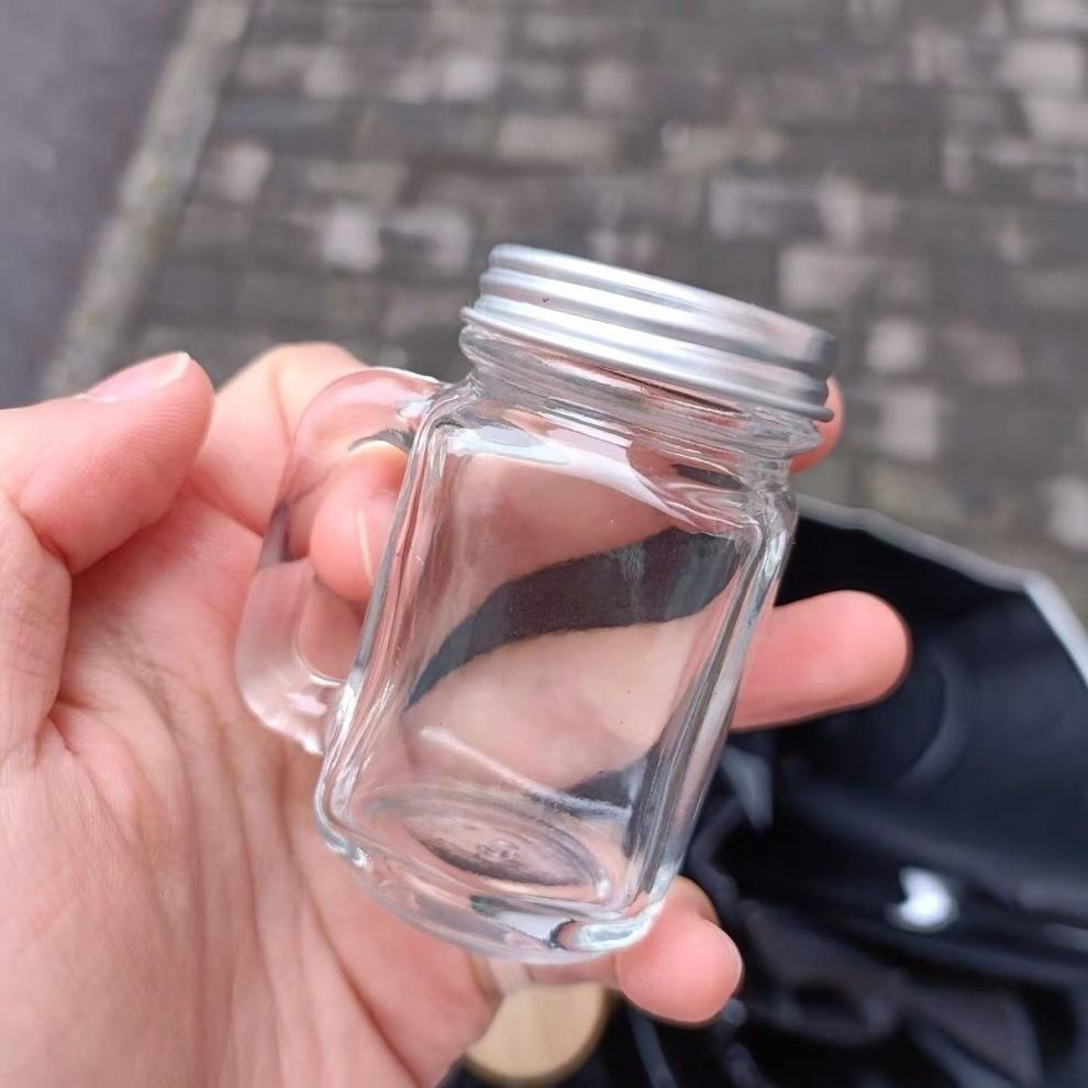 Free Sample 1.5oz Mason Jar Shot Glass 45ml Mason Jar with Handle Tasting Glass 45ml Wholesale