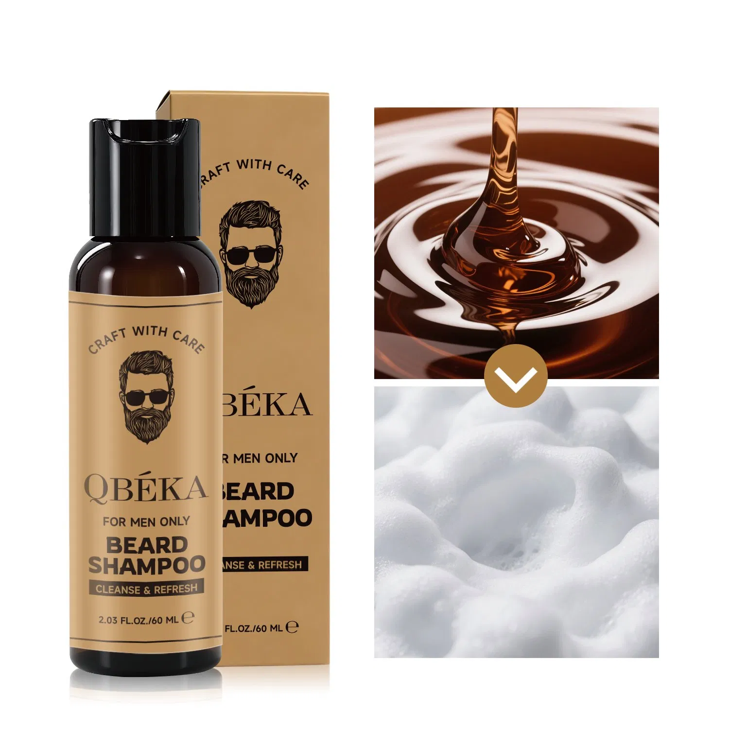 Men's Beard Shampoo - Deep Cleansing & Hydrating, Tea Tree Oil, Sulfate-Free Beard Wash