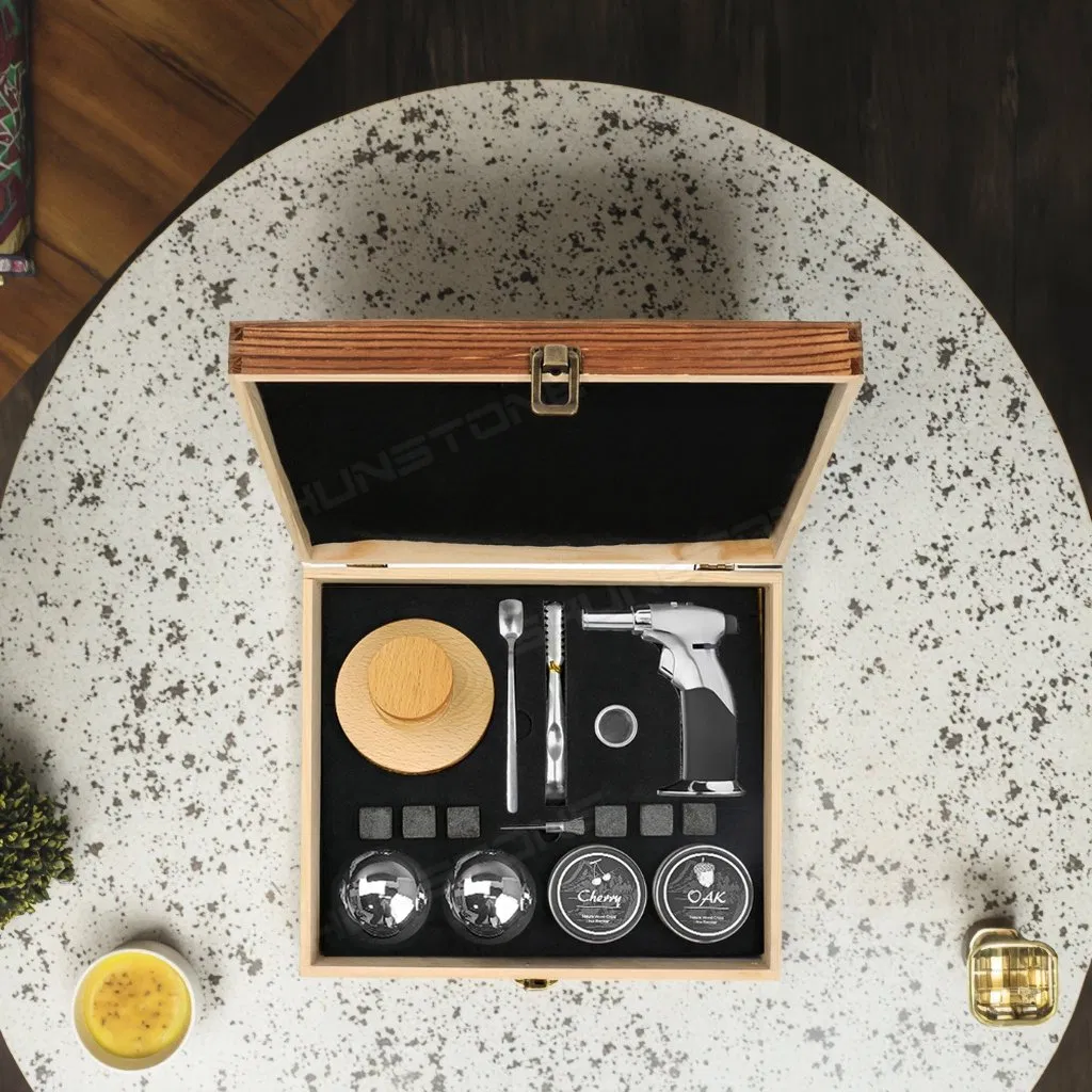 Shunstone Luxury Personalized Whiskey Smoker Kit with Whiskey Chilling Stone Ball Cocktail Smoker Kit Whiskey Gift for Men