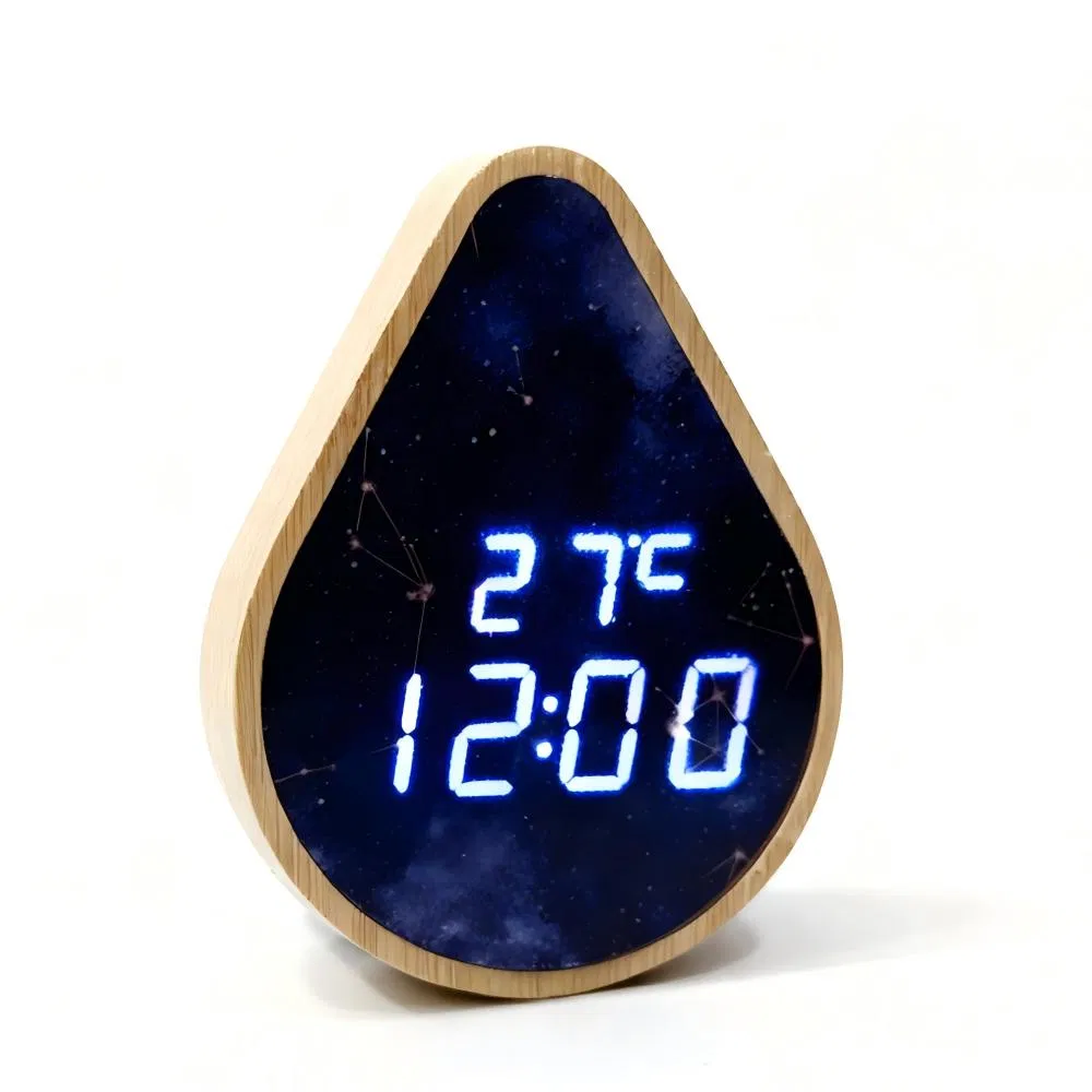 OEM Bamboo Smart Alarm Clock with Tumbler Style LED Clock