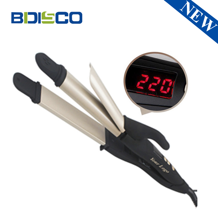 2 in 1 Hair Straightener and Hair Curler Tourmaline Plate Curling Wand