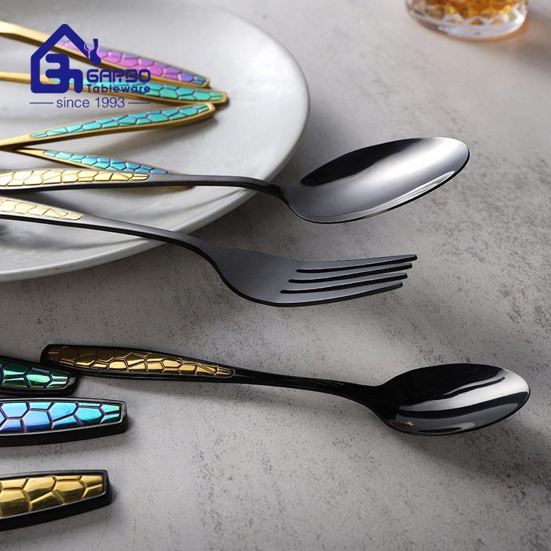 Brazil Hot Black PVD Stainless Steel Dinner Knife Set Food Garde Table Knife Rainbow Colored Cutlery Flatware Cutlery Table Knife Utensil Set