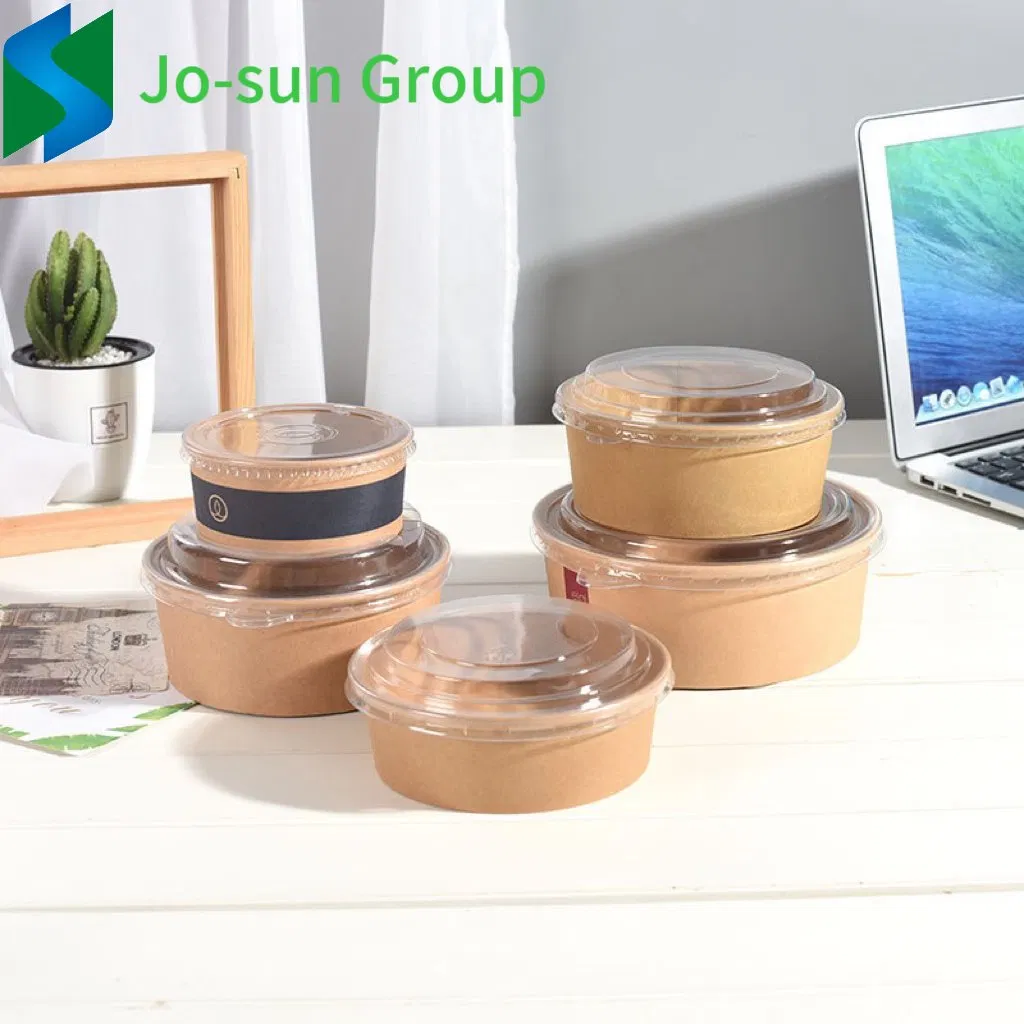High Quality Food Grade Wholesale Disposable Water and Oil Proofing Kraft Paper Bowl with Plastic Lid