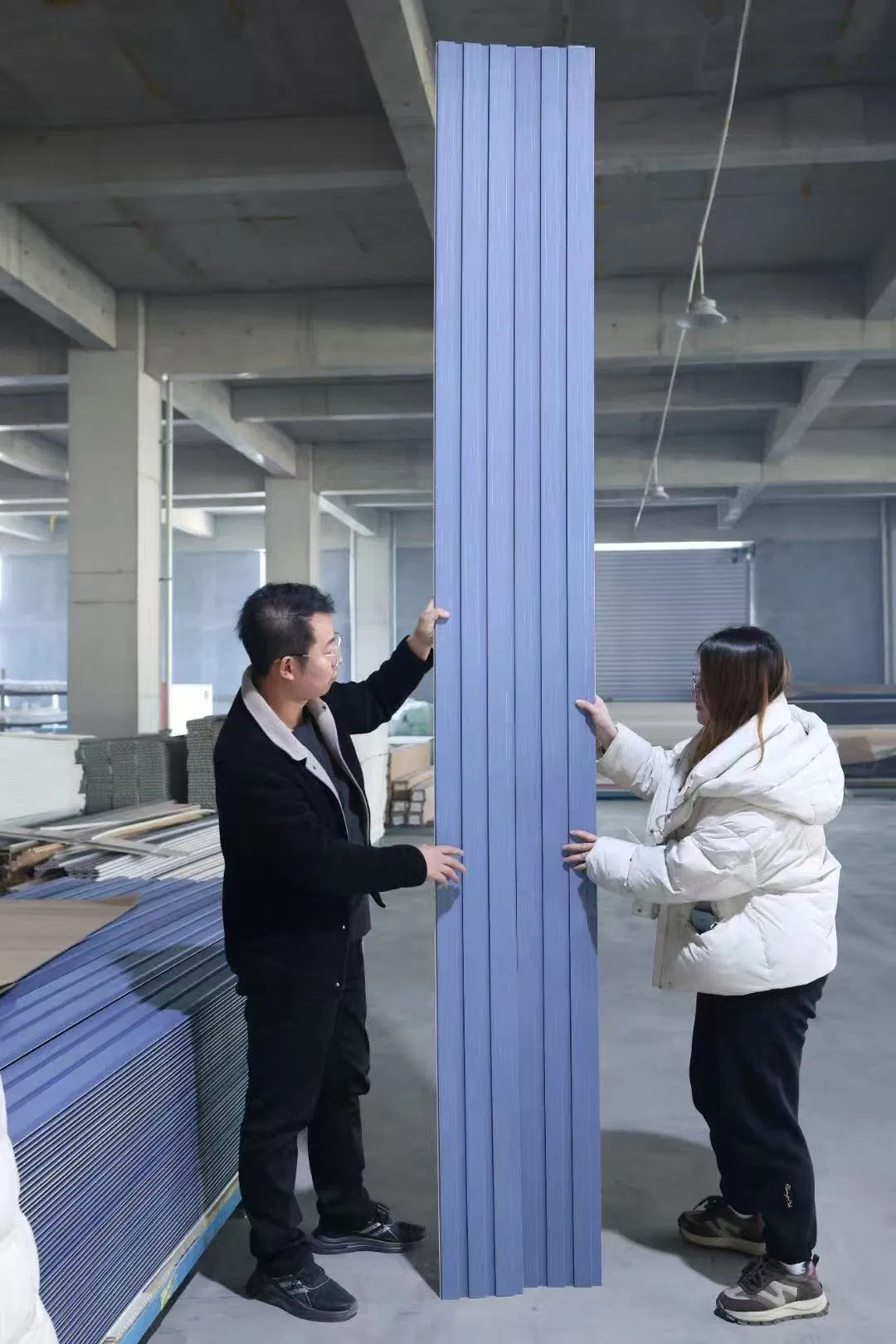 WPC Laminated 3D Interior Wall Panel 150mm Semicircular Fluted PVC and Wooden WPC Panels