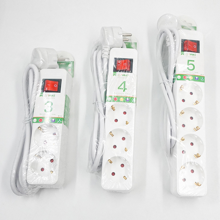 Standard 3 Way Extension Sockets Power Strip with Switch 3X1.5mm2 Cable 1 Meter for Home Appliances