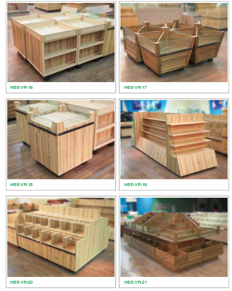 Supermarket Wooden Dry Fruit Vegetable Rack