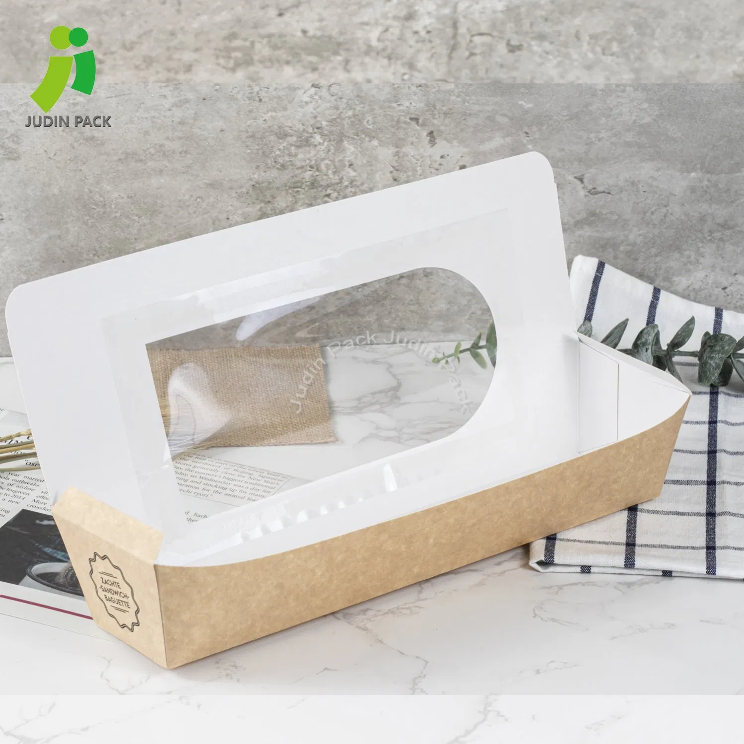 Kraft Paper Disposable Fast Food Take-out Paper Box Customize Print