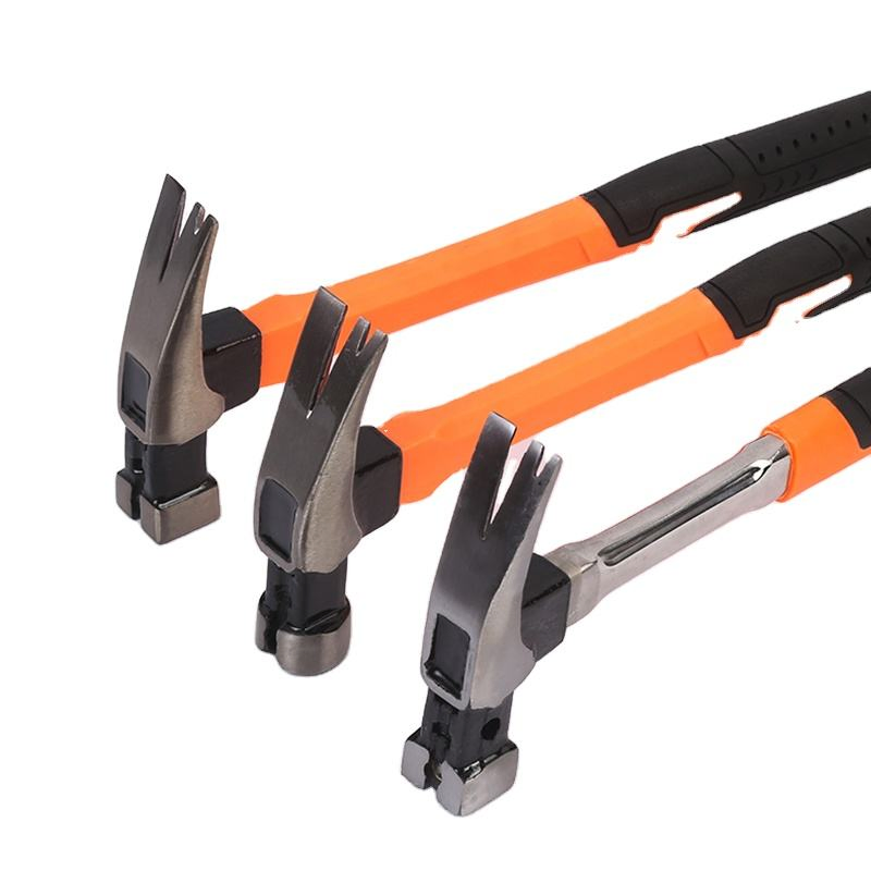 New Engraved Straight Claw Customizable Solid Magnetic Anti-Slip 45# Carbon Steel One-Piece Fiber Handle Conjoined Claw Hammer