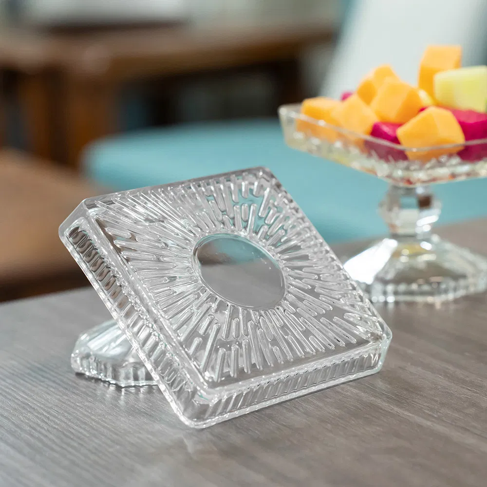 Custom Wholesale Empty Glass Fruit Plate Western Wedding Party Hotel as Decorative Dessert Tray with Box