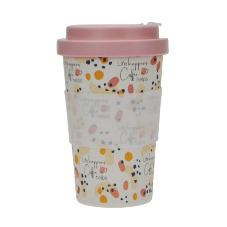 400ml Eco-Friendly Bamboo Fiber Coffee Mug Travel Mug with Lid Portable Mugs Tea Cup for Christmas Gifts