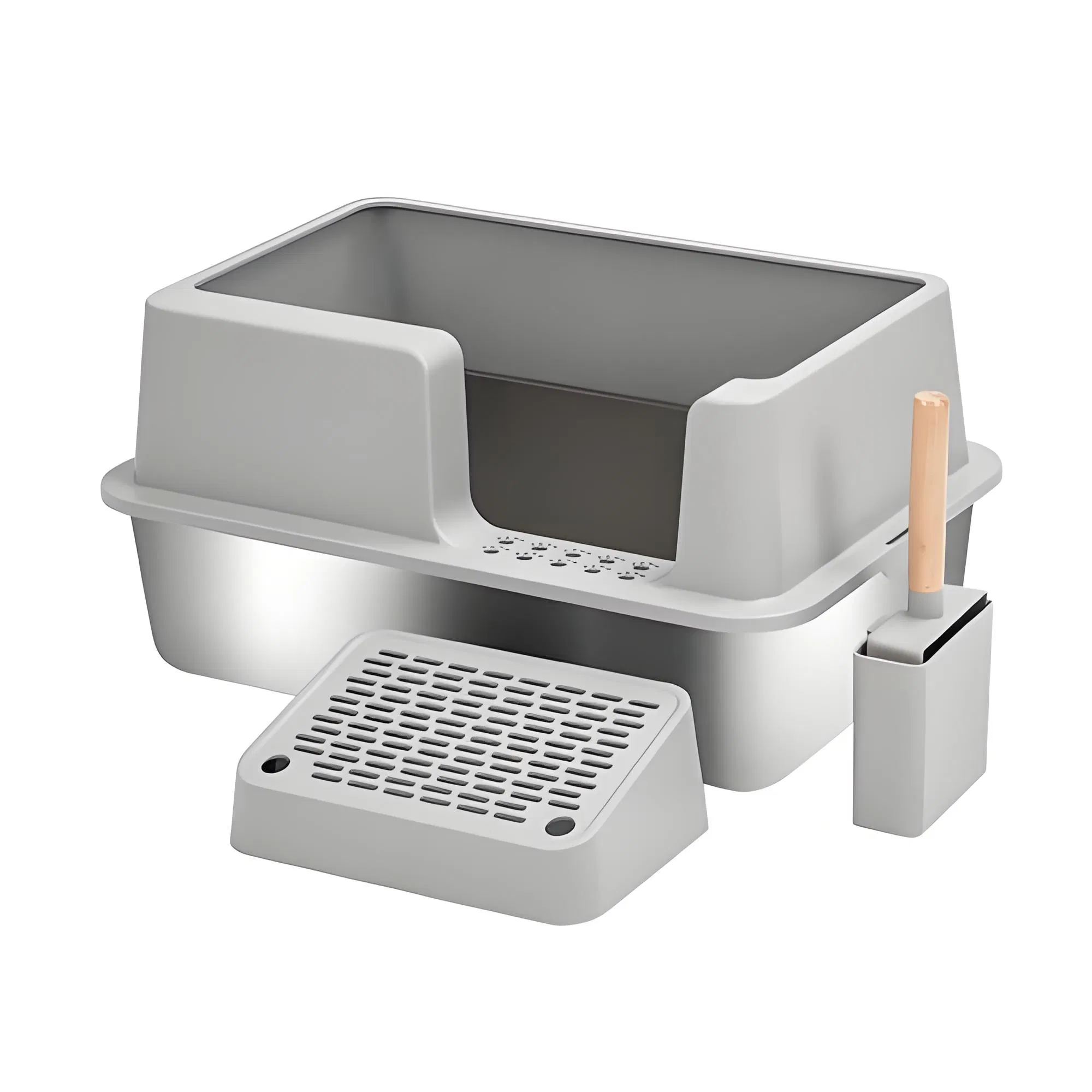 Modern Polypropylene Cat Litter Box for Effortless Cleaning