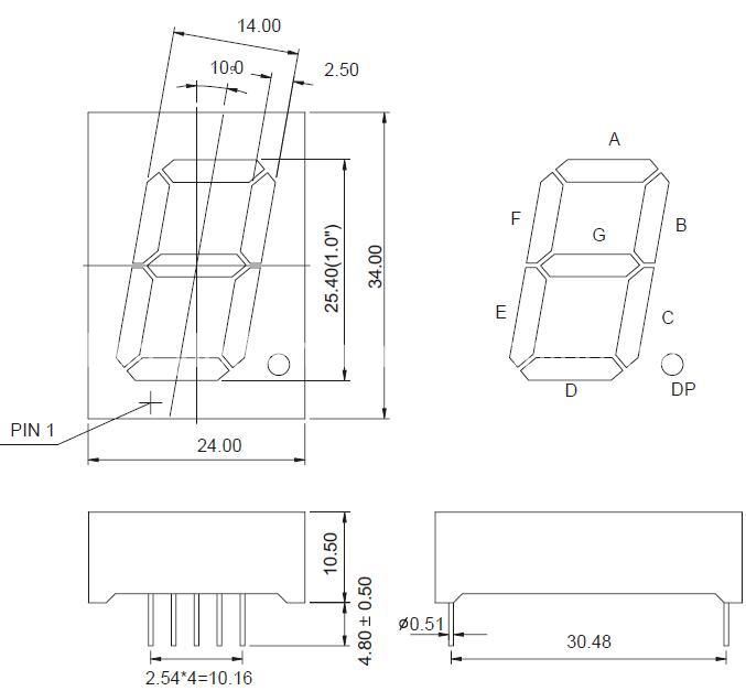1 Inch 7 Diamond-Cut Segment LED Display with RoHS From Expert Manufacturer