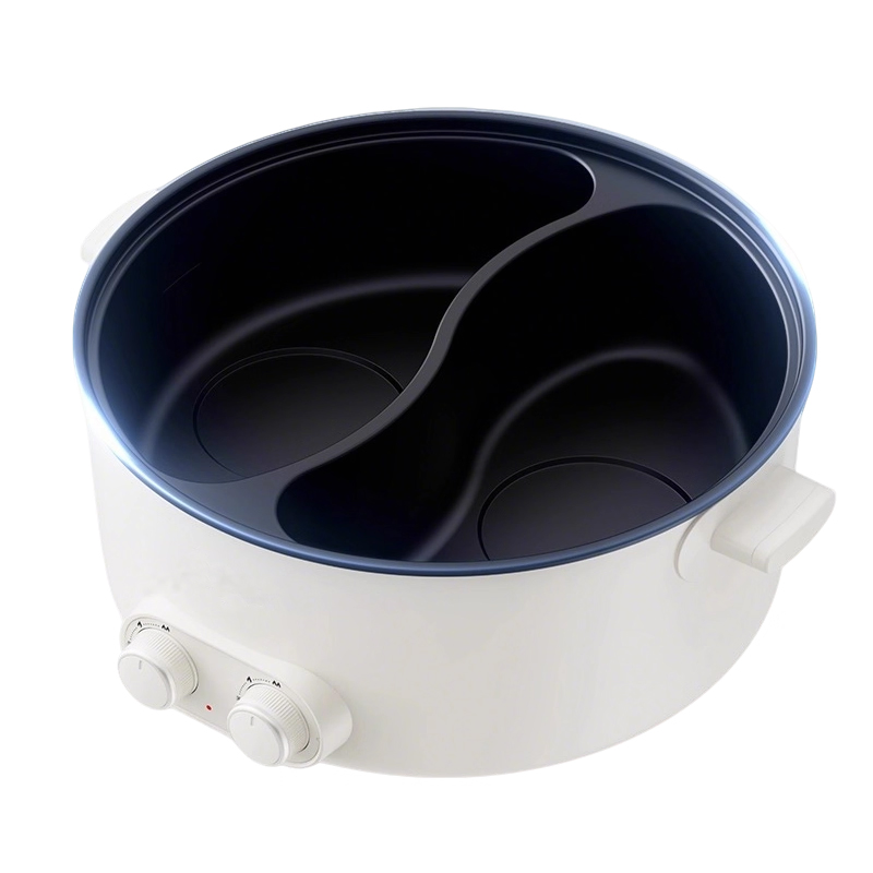 Two-Compartment Hot Pot Cooker for Frying, Roasting, and Stewing