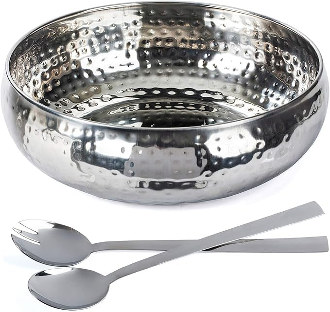 Salad Bowl and Serving Utensils Stainless Steel Mixing Bowls with Lids