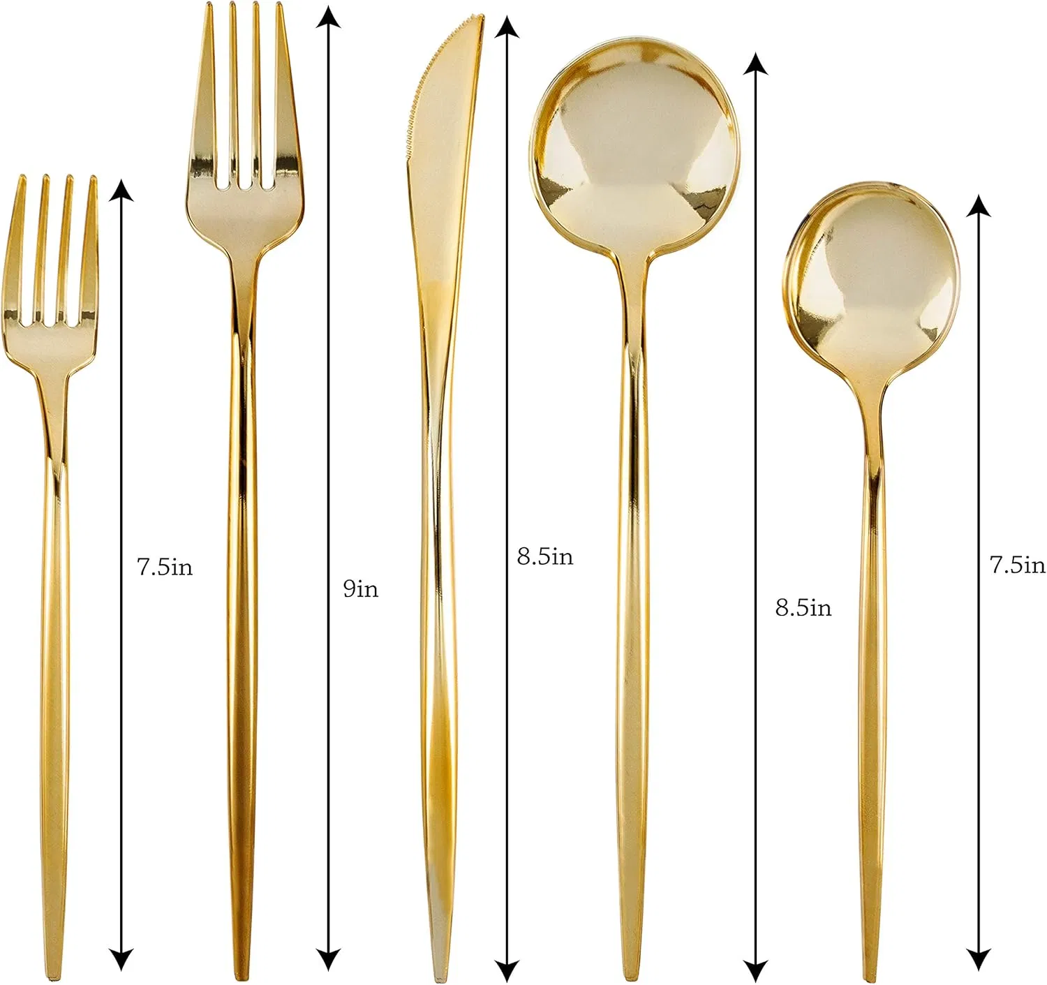 Novelty Modern Flatware Disposable Plastic Cutlery Gold Plastic Silverware, Plastic Utensils, Gold Silverware