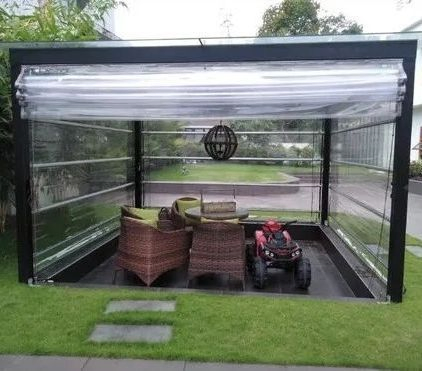 Clear Outdoor PVC Roman Shade Shutterstransparents Rain Protection Patio Window Outdoor Roller Modern Plastic Wheather