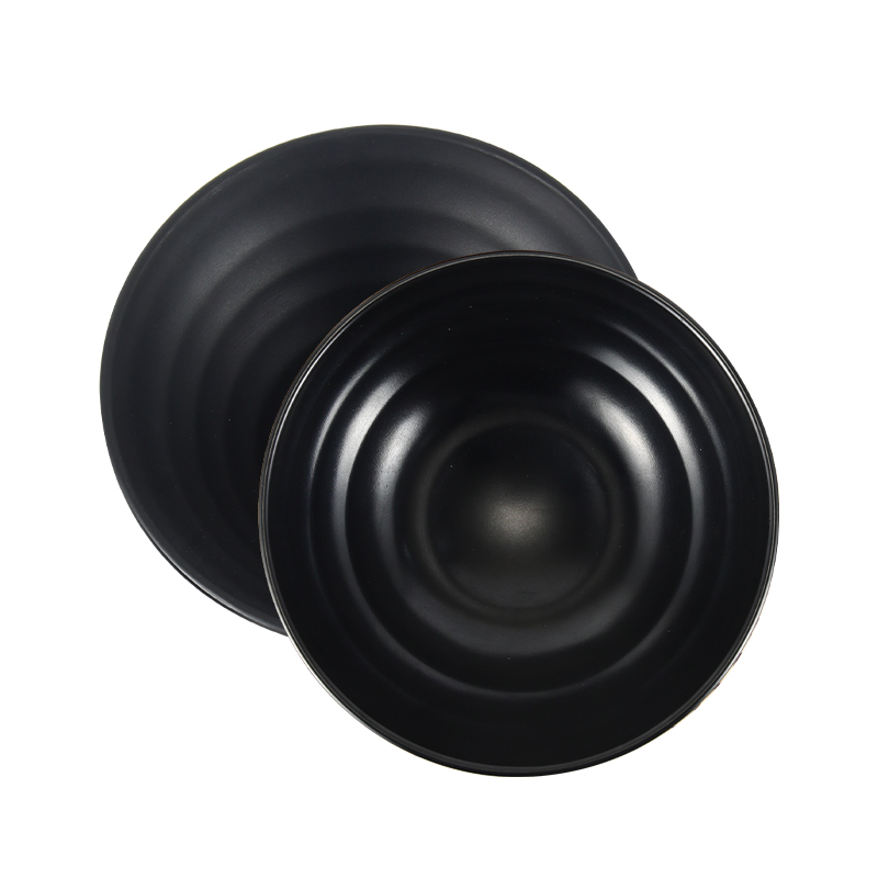 Custom Logo High Quality Black Soup Bowls Plastic Melamine Restaurant Noodles Bowl