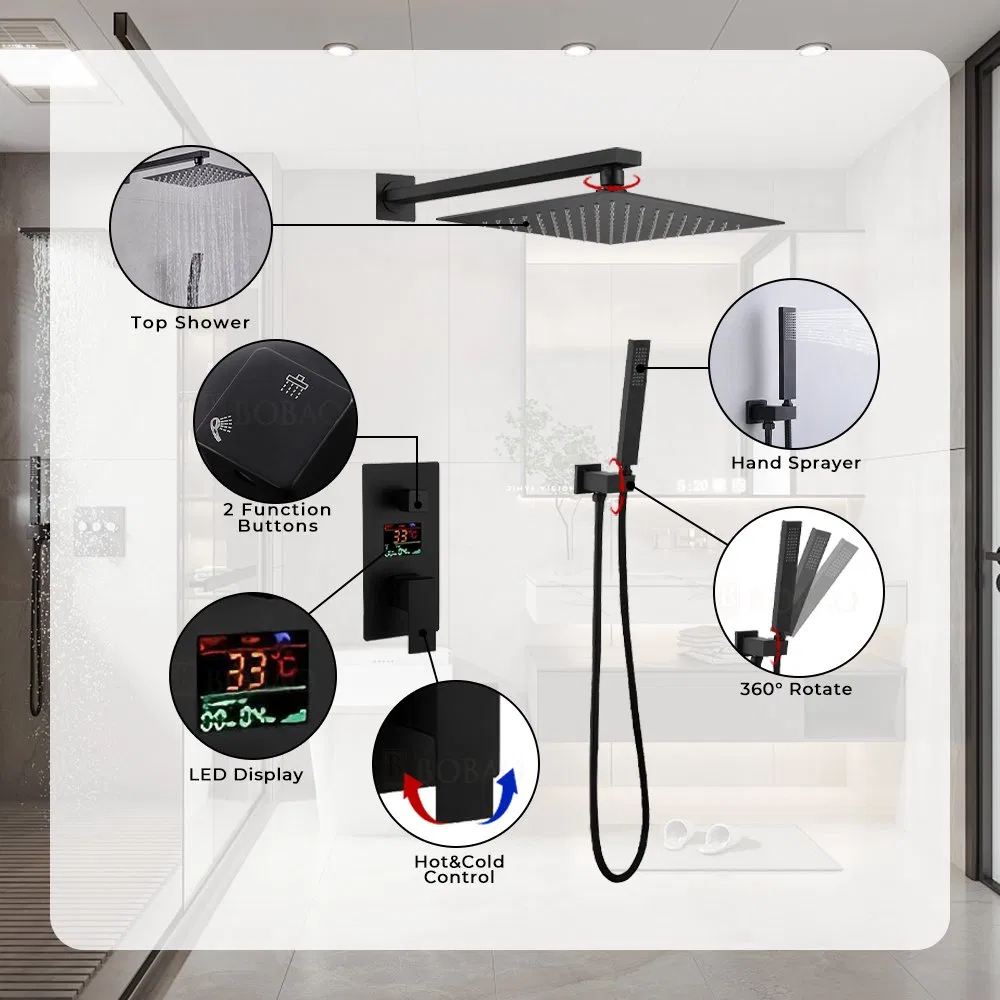Modern Wall Mounted Digital Shower Faucet with Concealed Design