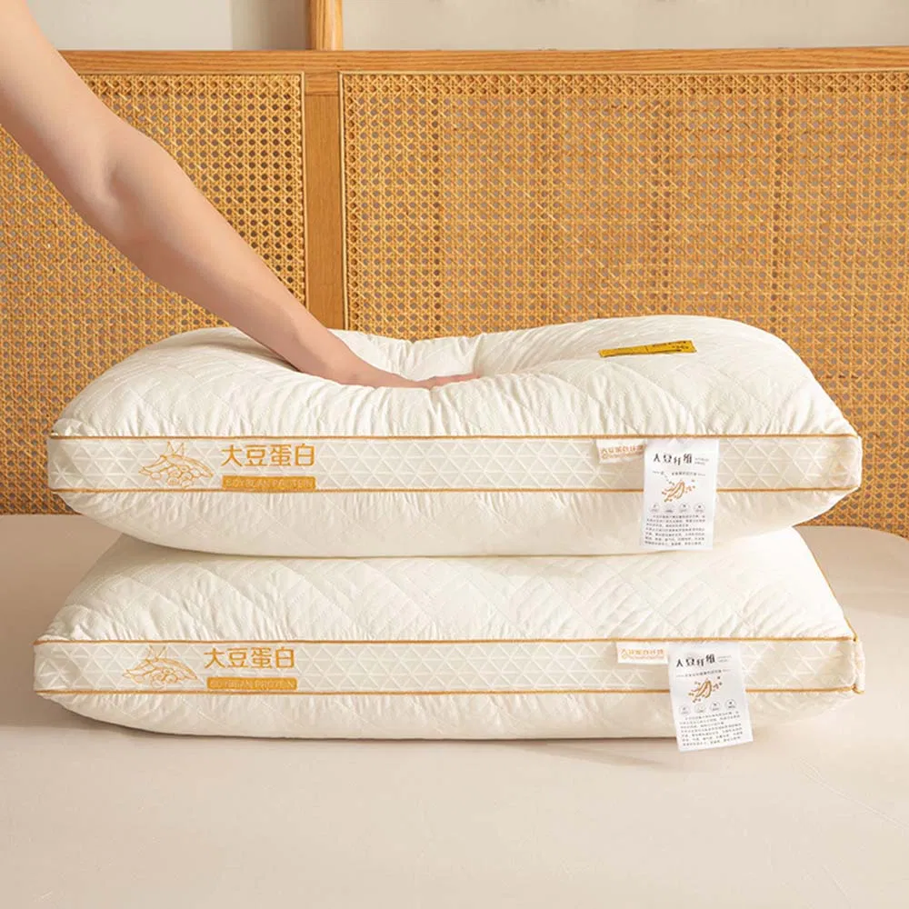 New Soy Protein Fiber Core Three-Dimensional Mite Resistant & Hypoallergenic Neck Protection Single Pillows for Quilted/Nap/Sleeping in Hotel/House/Dormitory