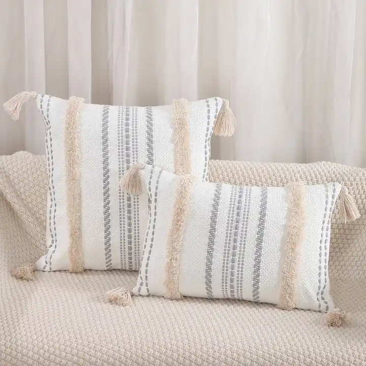 Xinlan New Nordic Vintage National Wind Circle Pile Pillow Cover Furniture Living Room Sofa Cushion Cover Backrest Cover
