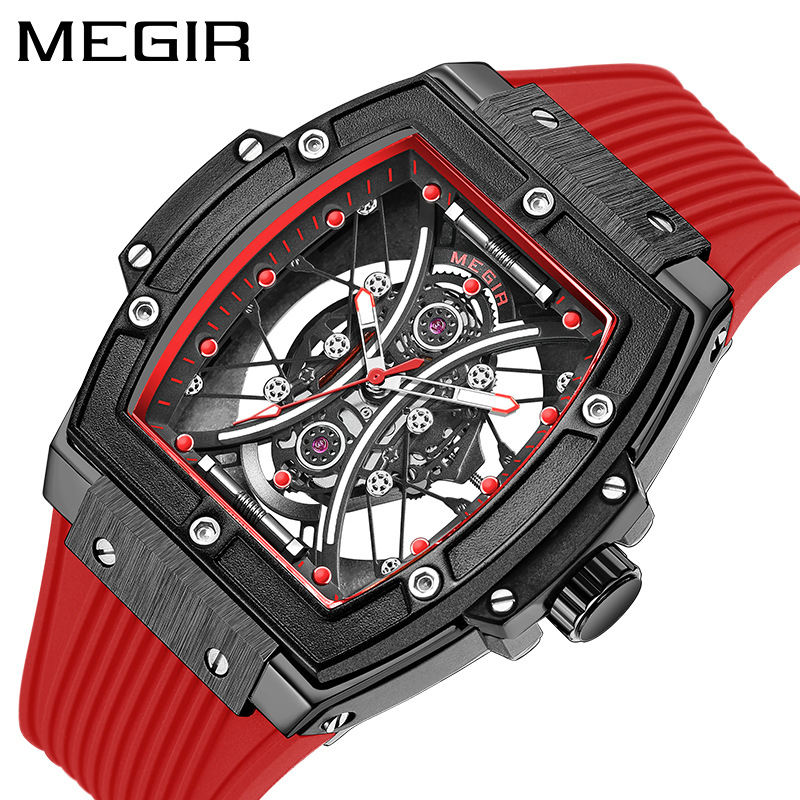 Megir 8109 Silicone Band Fashionable Square Luminous Sports Watch Men's Quartz Watch