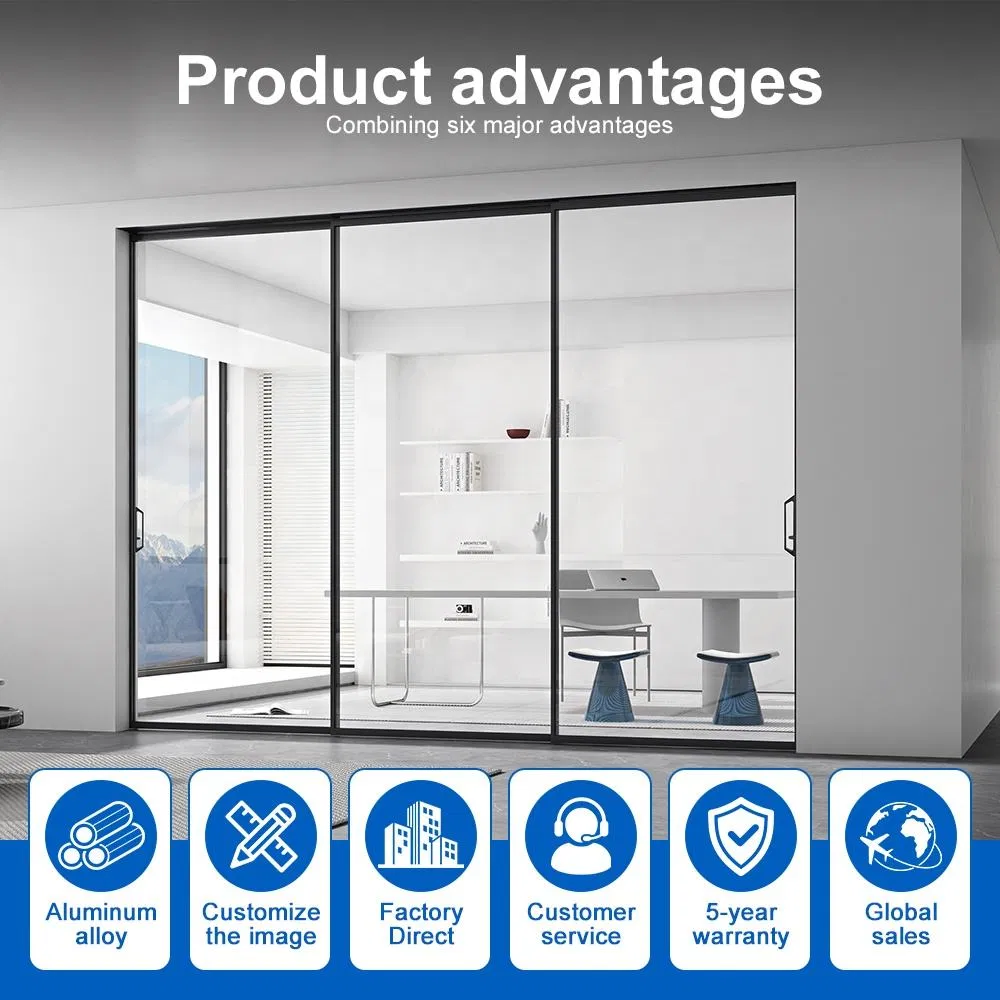 Раздвижная дверь из алюминиевого сплава со стеклопакетом