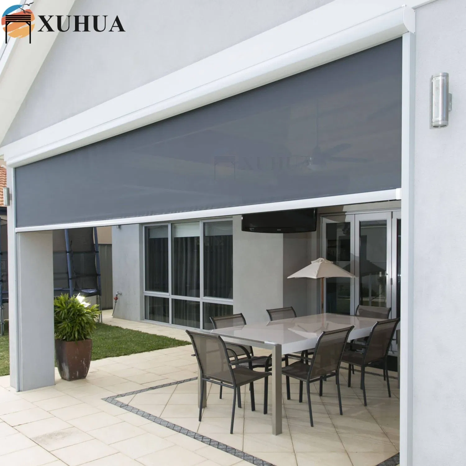 Xuhua Wholesale Vertical Drop Awning Outdoor Roller Blinds Shades with Remote Control