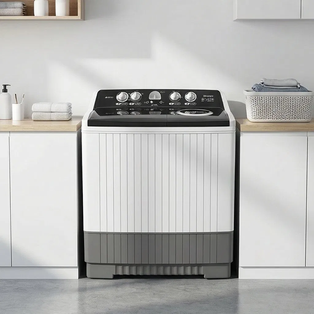 Reliable 19kg Twin Tub Washer Featuring Tempered Glass Design