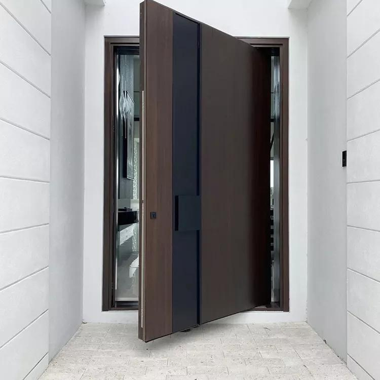 Interior Customizable Entrance Wooden Pivot Door Exterior Solid Core Double Swing Doors for Villa