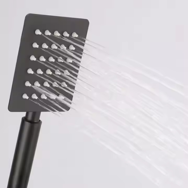 Bathroom Large Head Rain Shower Spray Sleek Black Shower Set