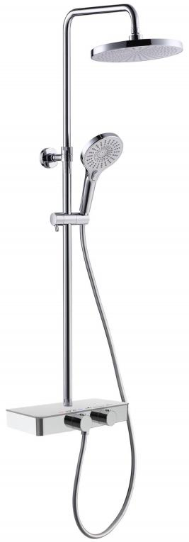 Sanitary Bathroom Bar Shower Water Tap Thermostatic Shower Mixer Sliding Rail with Shelf, Sliding Bar, Hand Shower