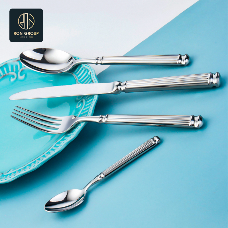 Gold Plated Spoon Fork Set Bulk Gold Flatware Tableware Sets Cutlery for Wedding