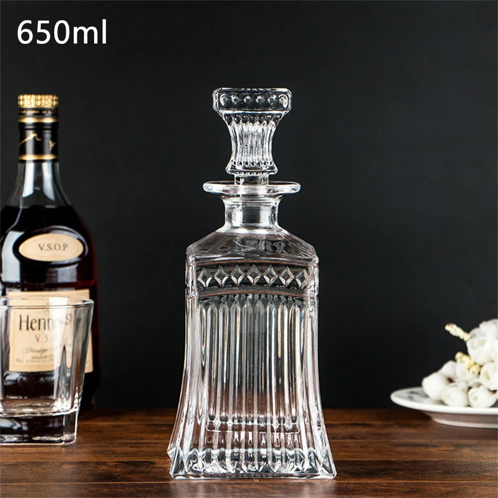 750ml High Quality Creative Carved Round Whiskey Glass Bottle Whiskey Wine Decanter
