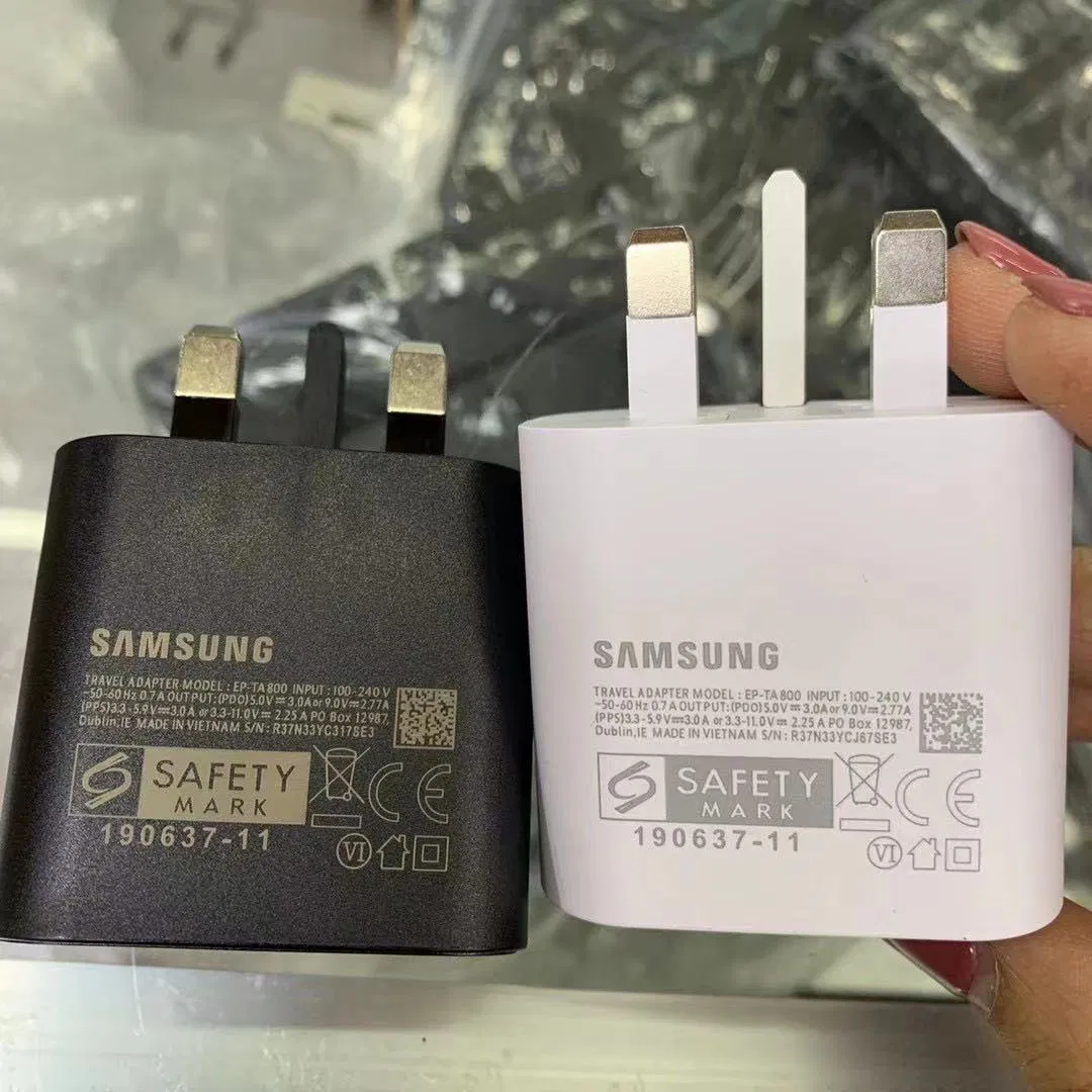 3 Pin Charger UK Plug Ep-Ta800 25W Fast Charger Type C Travel Adapter USB C Pd Wall Charger for Samsung S21 S22 S23 S24 Note 10