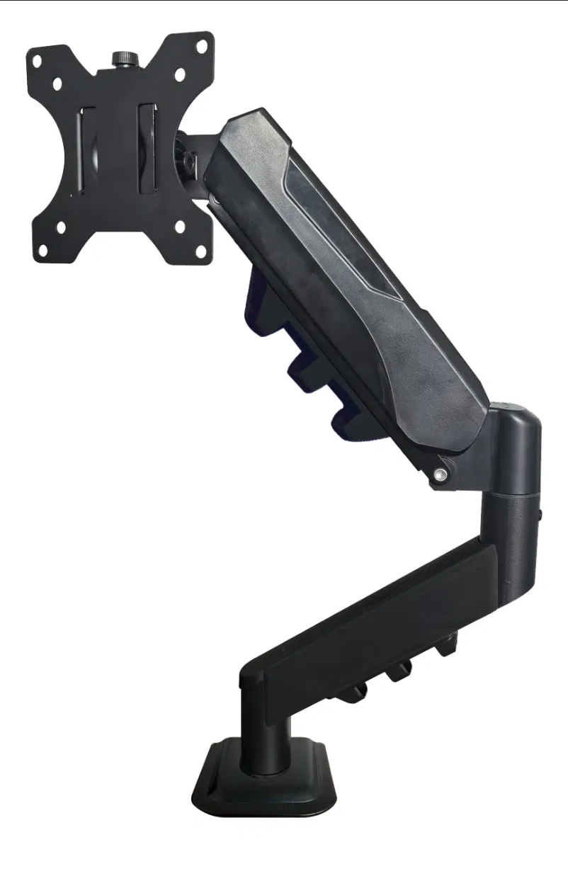 Ingle Monitor Arm Desk Mount Gas Spring Monitor Arm Full Motion Articulating Height Adjustable Fits 17-32 Inch Vesa Compatible Computer Screen Grey Aluminum