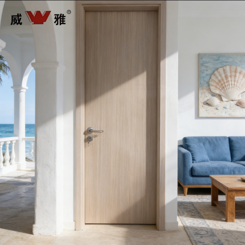 Modern Solid Wood Composite Interior Fire Resistant Corridor Safety Wooden Door with Custom Finish