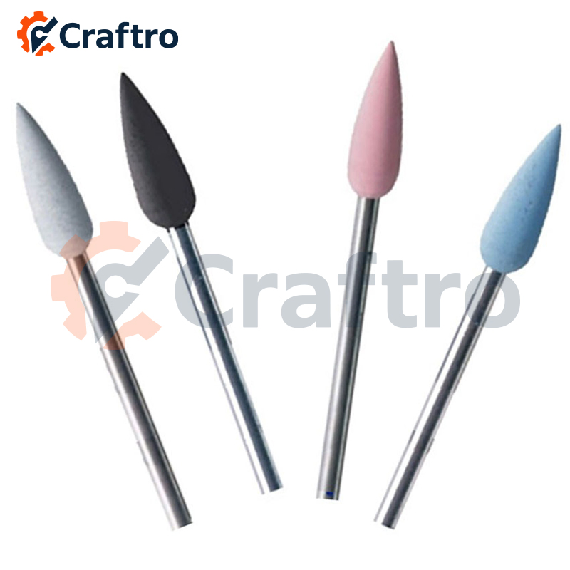 Silicone Rubber Polishing Bits for Nail Drill Micromotor and Low Speed Handpiece Use