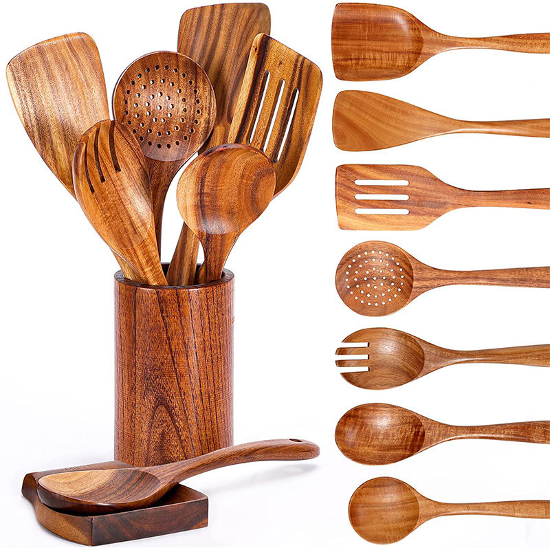9 PCS Non Stick Kitchen Wooden Cooking Utensils Set