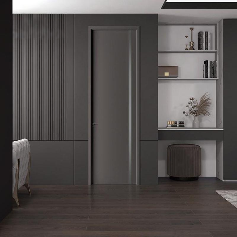 White Primed Wooden Door with Flush Style Groove Line Design for Interior Wooden Door