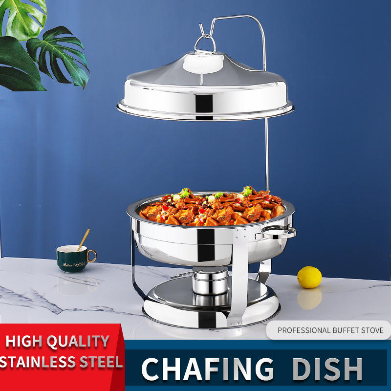 Hotel Restaurant Stainless Steel Buffet Stove with Hot Pot Tableware Food Heating Container and Alcohol Stove