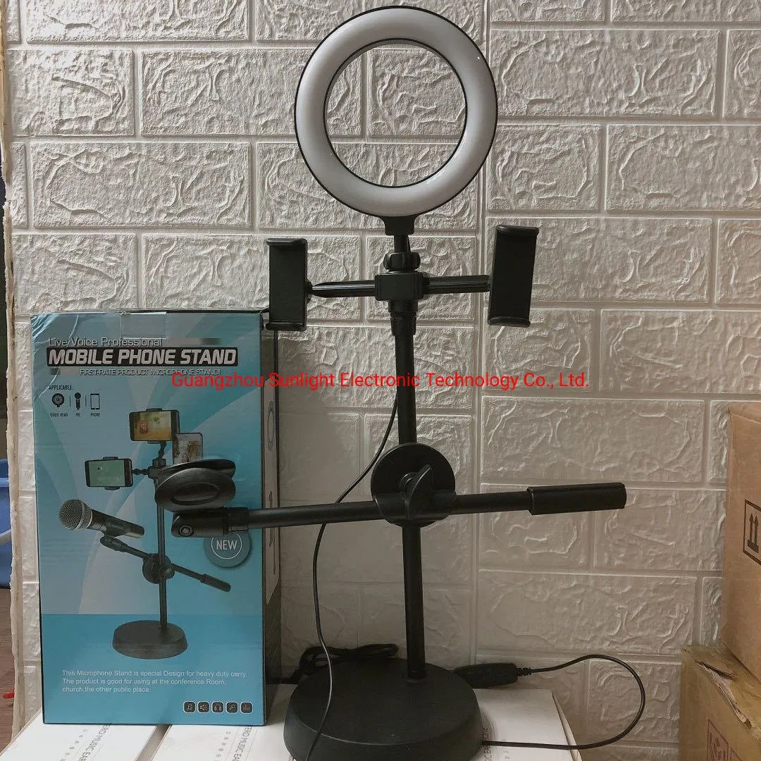 Мобильная стойка для телефона с подсветкой и микрофоном