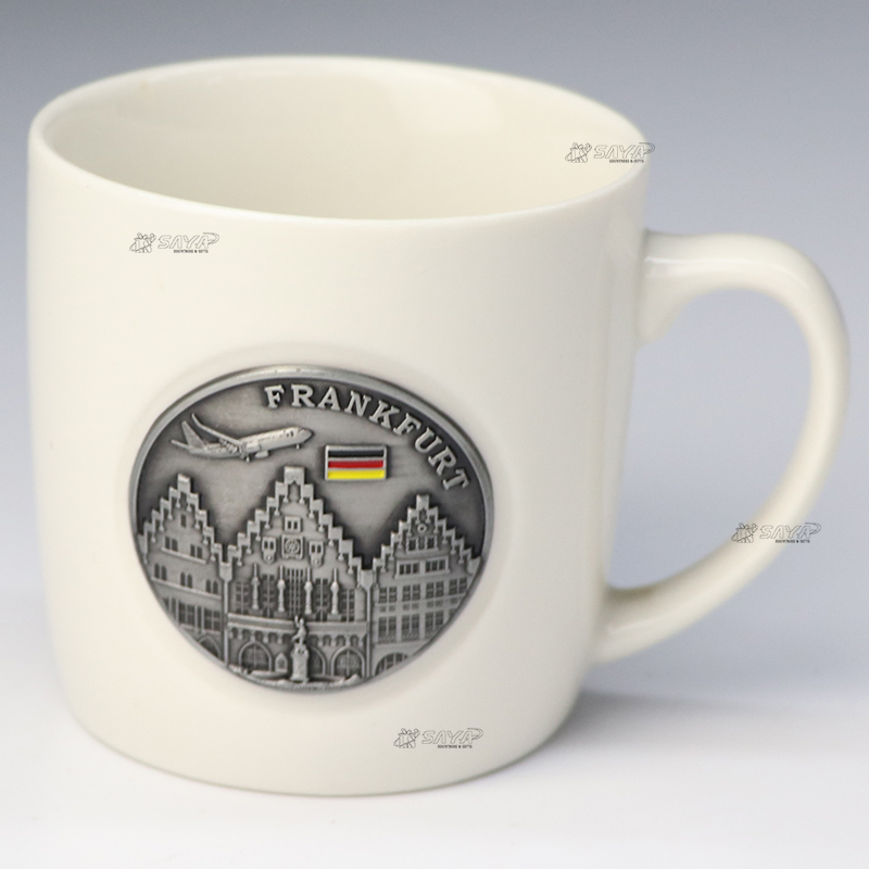 Wholesale Custom Metal Engraved Logo London Souvenir Tourist Ceramic Coffee Mug Cup
