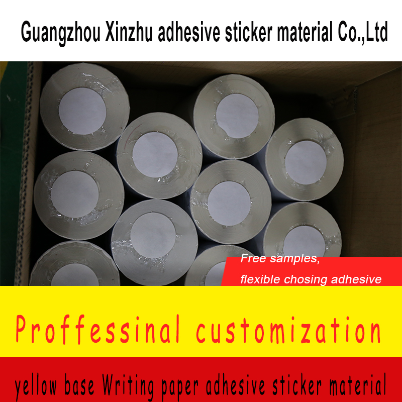 Yellow Base Writing Paper Adhesive Sticker Label Barcode Material Xz-HS Supply Sontheast Asia Blank Label 100X100mm, 100X150mm